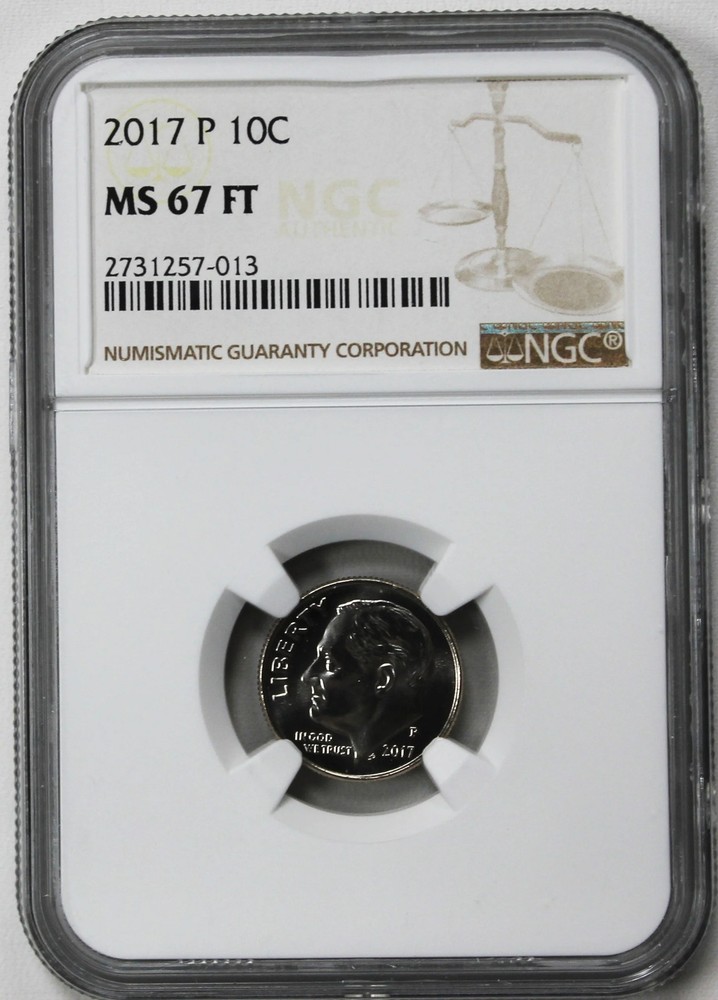 2017 P Roosevelt Dime NGC MS 67 FT