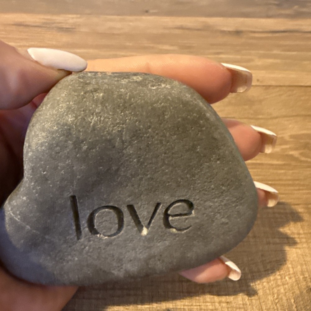 Inspirational Word Stone Rock 3” Love Deep Etch Rustic