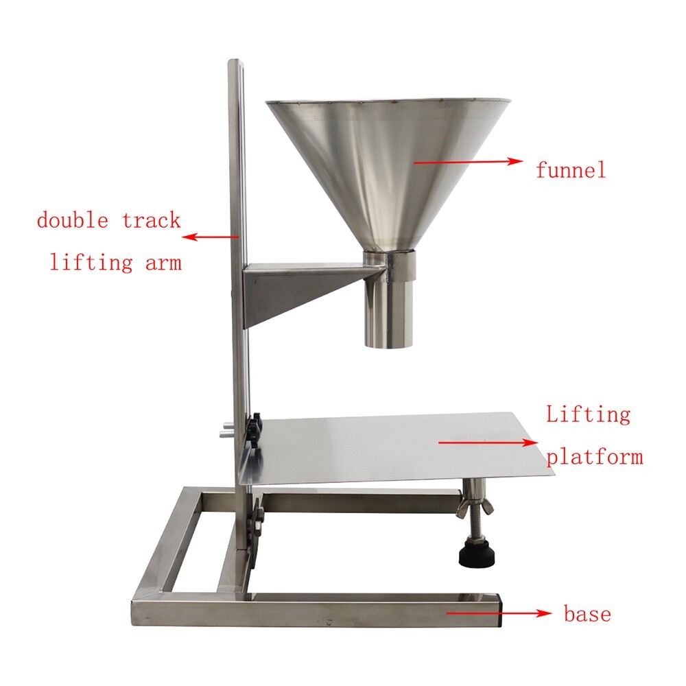 Stainless 4cm Feeding Hopper with Support Stand Lifting platform Height Adjust