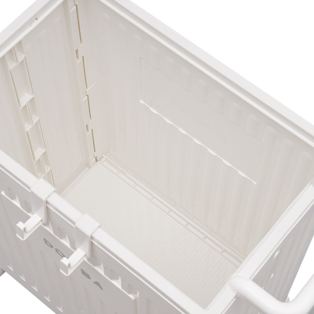 White Storage Box With Lid Universal Wheels Collapsible Storage Organizer
