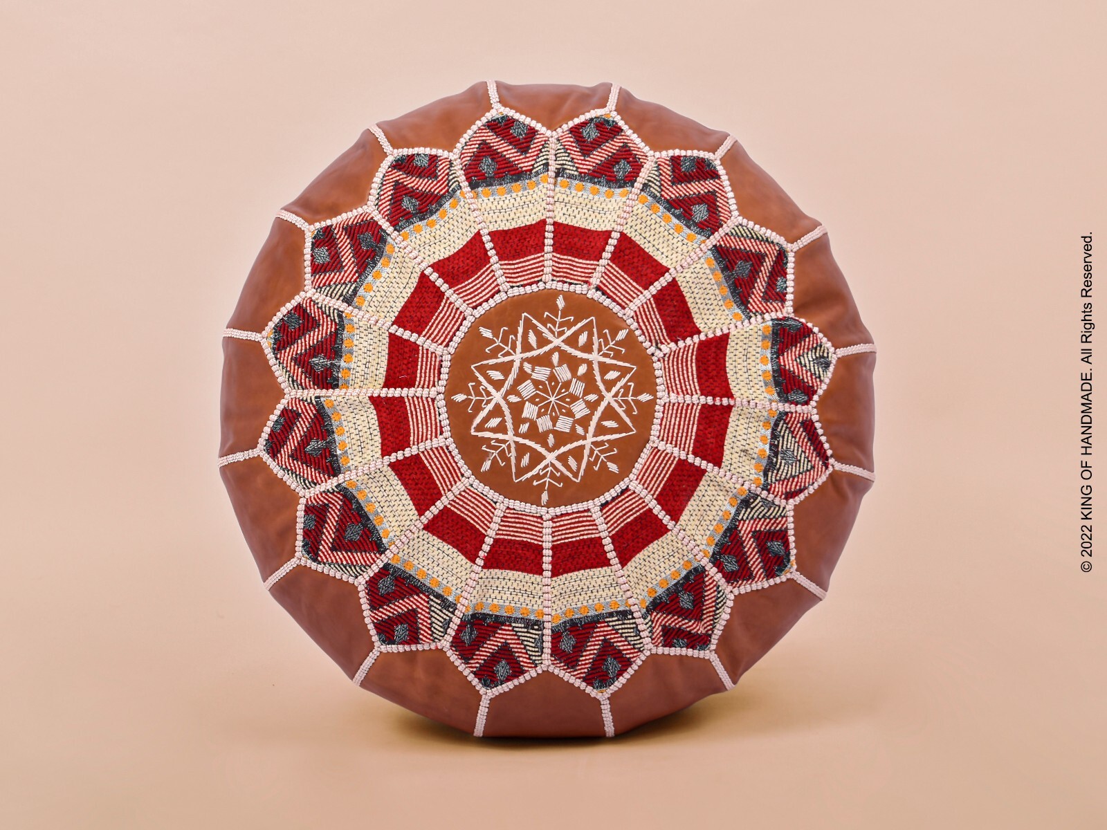 🌟Footstools | Moroccan Pouf Ottoman | Genuine Leather, Hand-Embroidered🌟