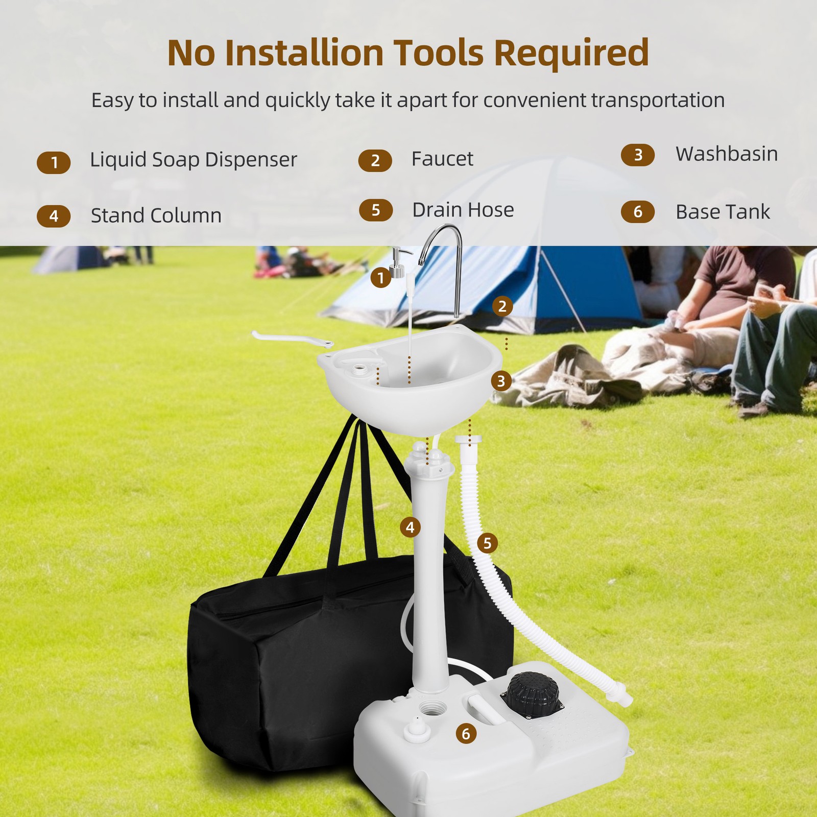 4.5 GAL Collapsible Camp Sink - Portable Hand Wash Station for Garden & Outdoor