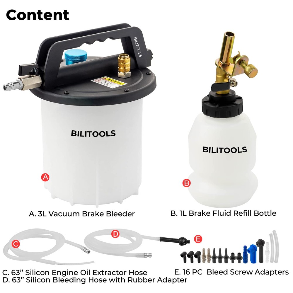 BILITOOLS 3L Brake Bleeder Vacuum Universal,Pneumatic, Universal,Pneumatic