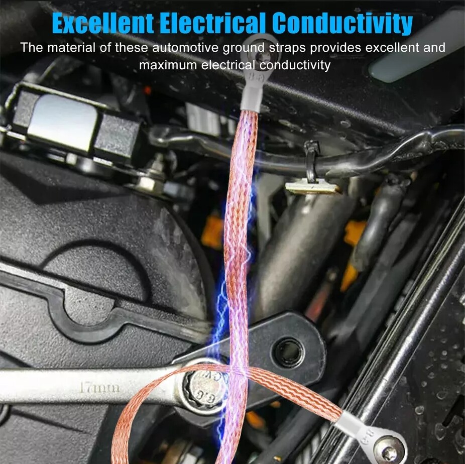5 Pcs Universal Automotive Ground Strap Copper Car Engine Firewall Braided Cable