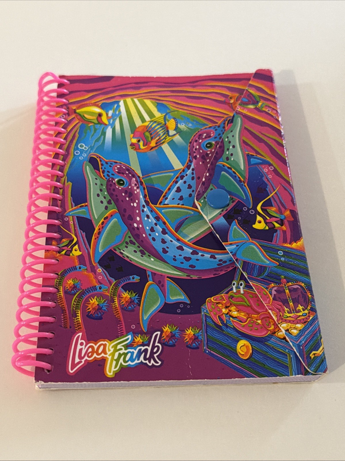 Lisa Frank Dancing 90’s Dolphins Spiral Button Snap Notebook