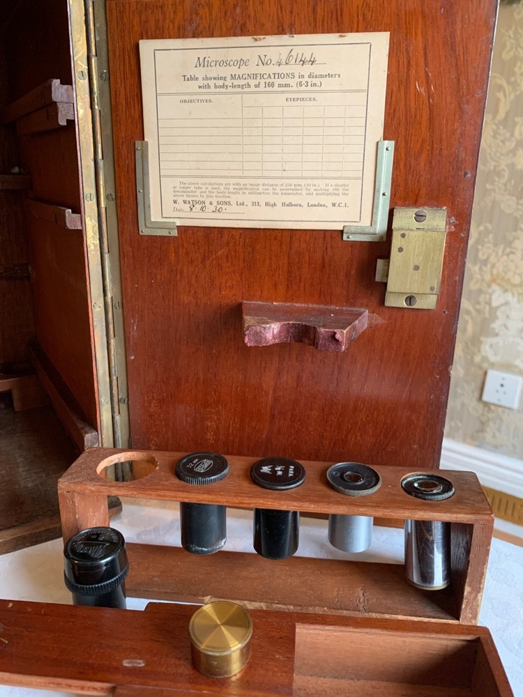 Vintage W. Watson & Sons Ltd - Bactil Monocular Brass Microscope - c1930, Cased