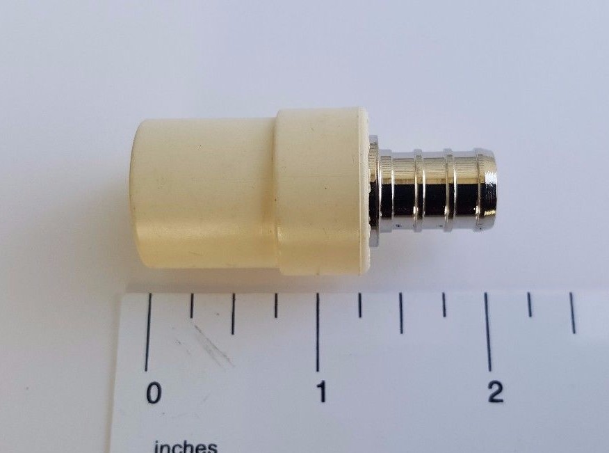 1 PIECE 1/2" PEX X 1/2" CPVC TRANSITION COUPLING (LEAD FREE BRASS