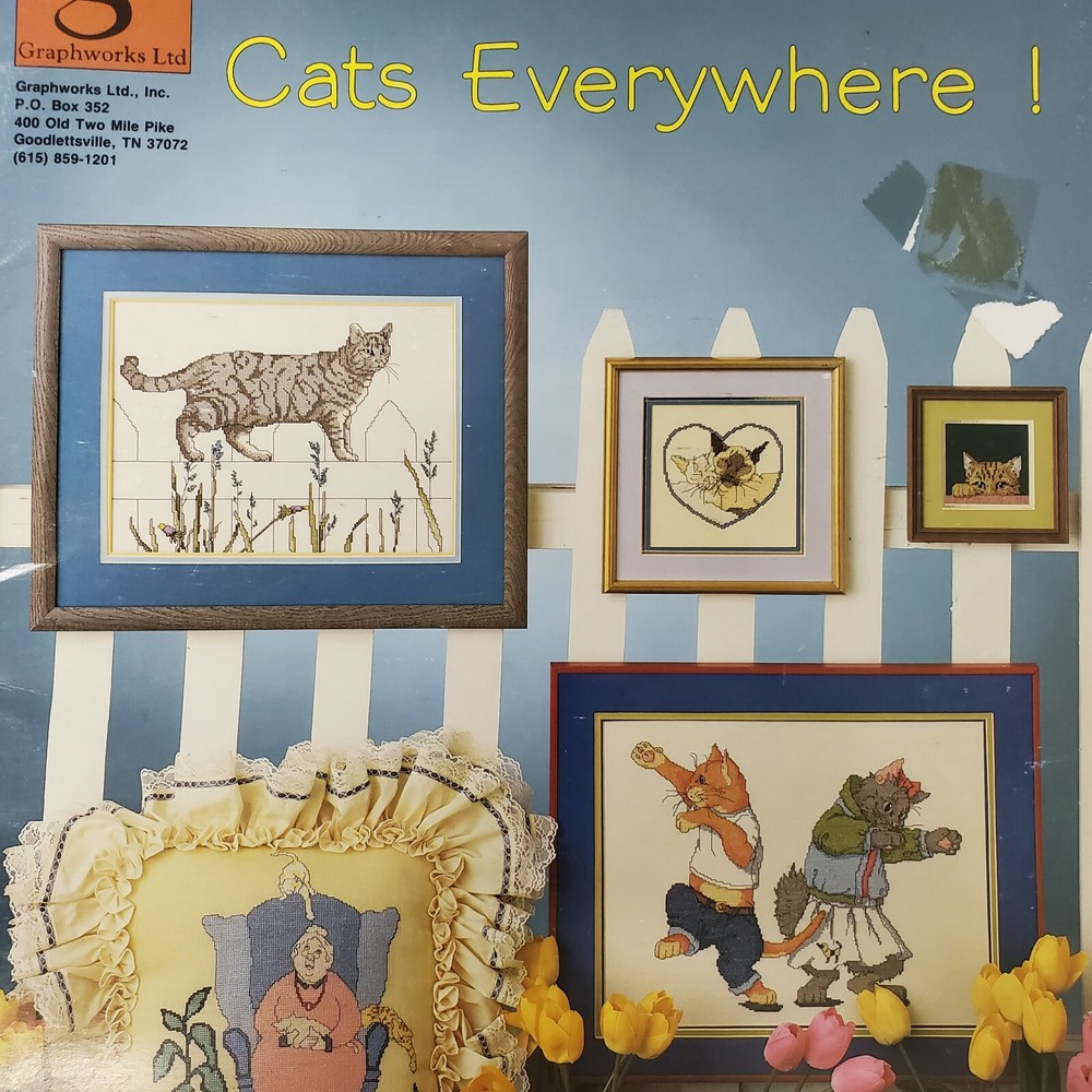 "Cats Everywhere" Counted Cross Stich Graphworks LTD 15 different Patterns 89