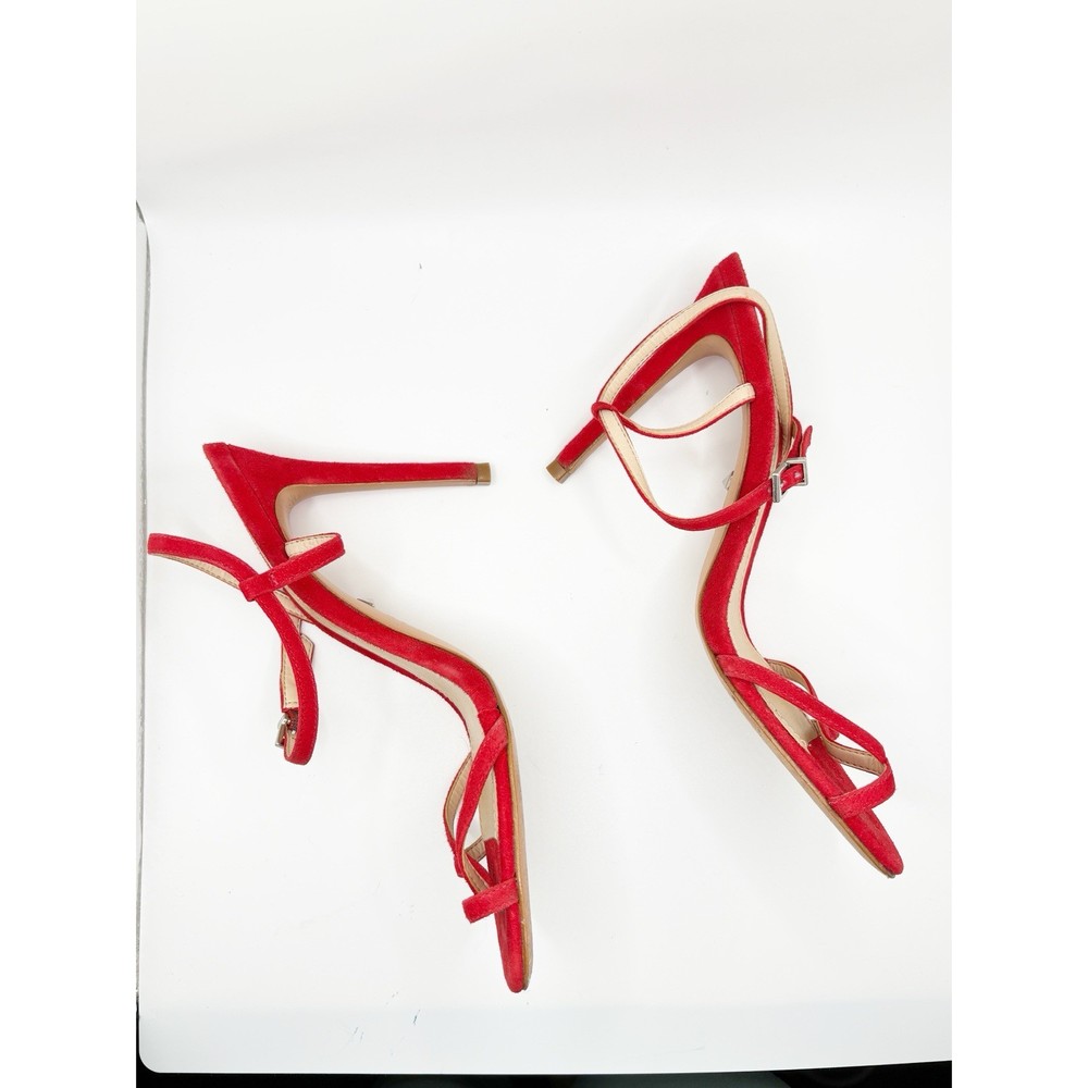 Schutz Red Suede Strappy Heels EUC Size 9.5 B