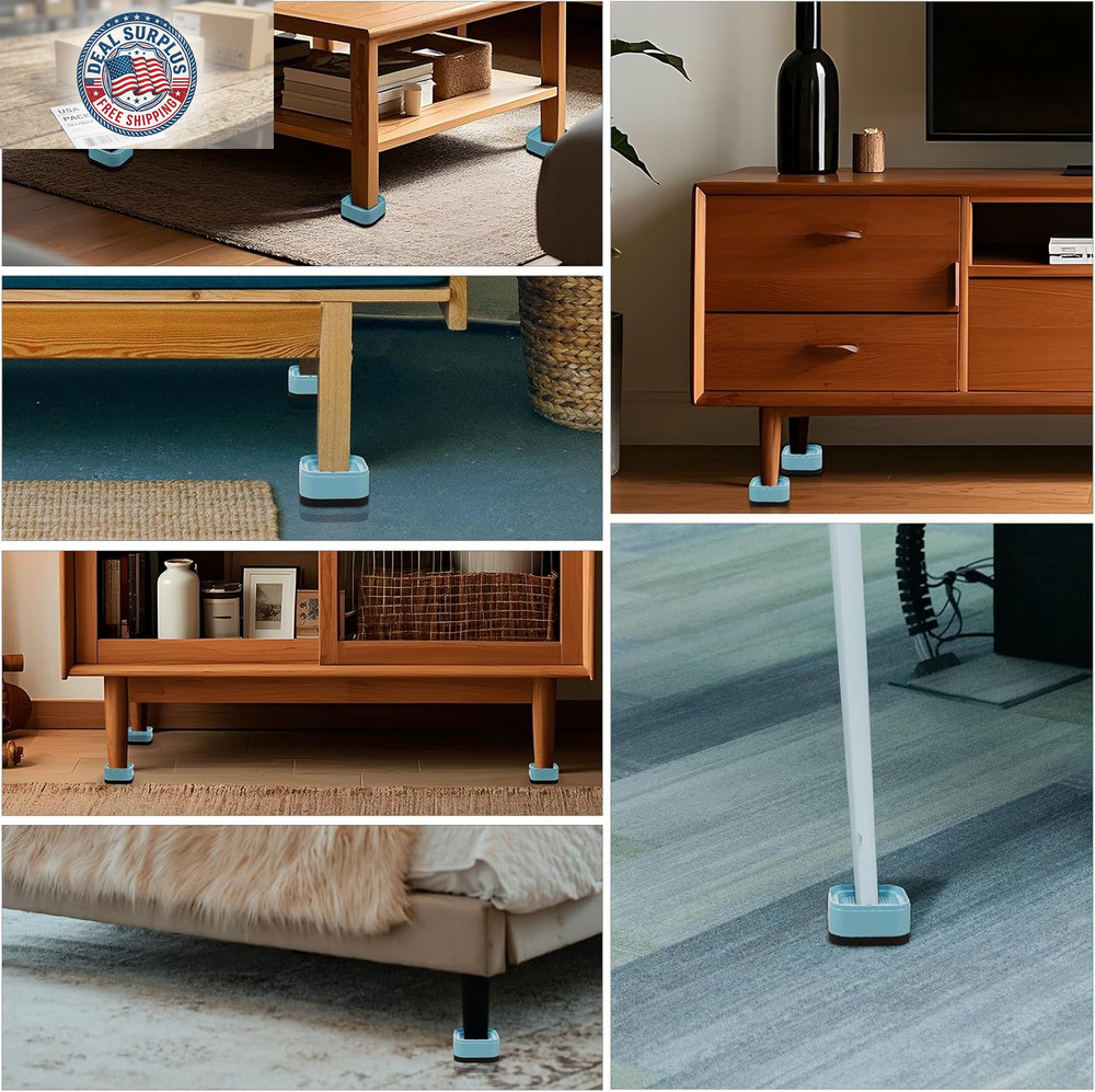 12 Pack Furniture Risers, Adjustable Bed Risers Heavy Duty Stackable Bed Raisers