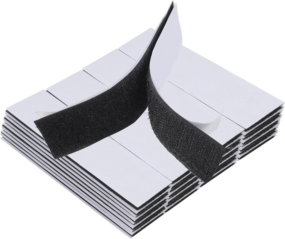 Phinus 48 Sets 1X4 Inch Hook and Loop Tape with Adhesive, Hook and Loop Black Ny