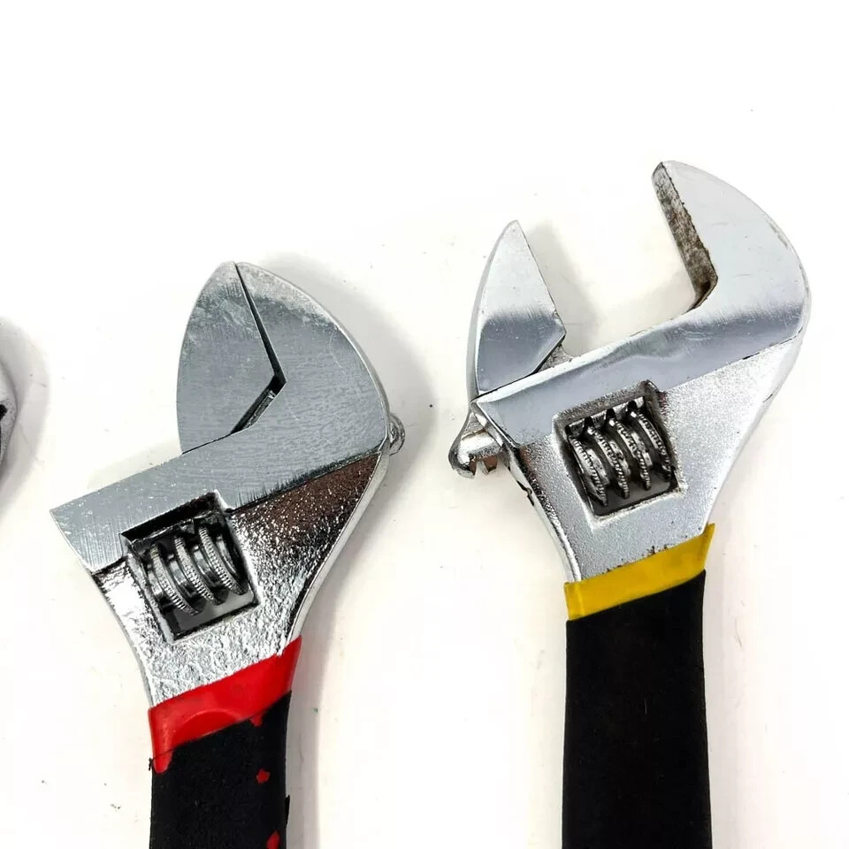 4 Pcs Assorted 8 in Adjustable Wrenches Tool Set, Rubber Grip