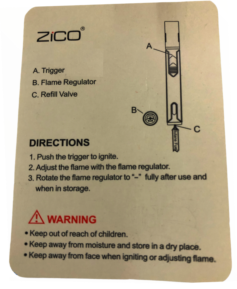 Zico Torch Pen Model MT-45 Refillable Windproof Torch Lighter