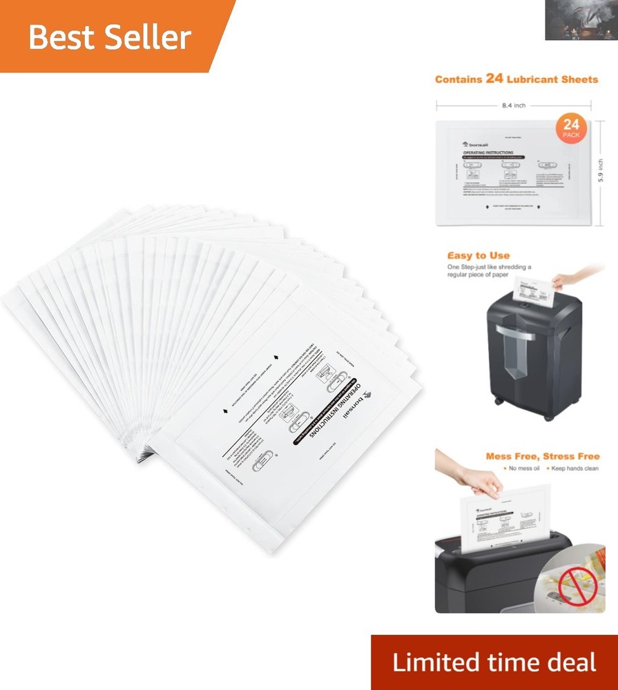 24-Pack Paper Shredder Lubricant Sheets 8.4x5.9 - Optimal Performance Solution
