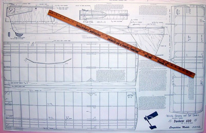 STARDUSTER 600 PLAN + PARTS PATTERNS for Sal's Hi-Thrustline FF Model Airplane