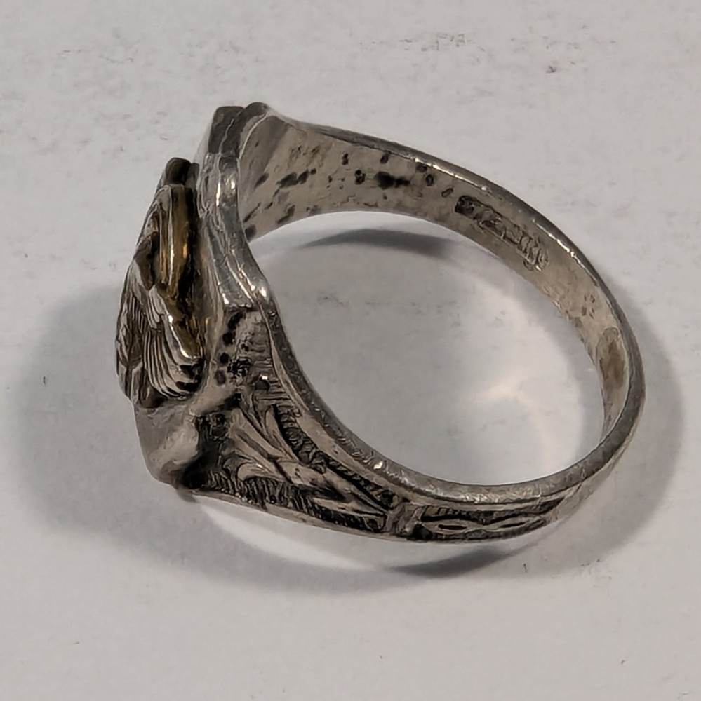Original WWII US Military STERLING Ruptured Duck Discharge Ring Diameter 22 mm