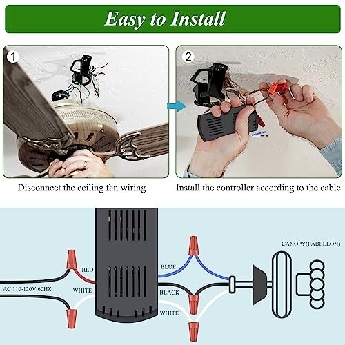 Universal Smart WiFi Ceiling Fan Remote Control, 3-Speed Dimmer, Alexa & Google