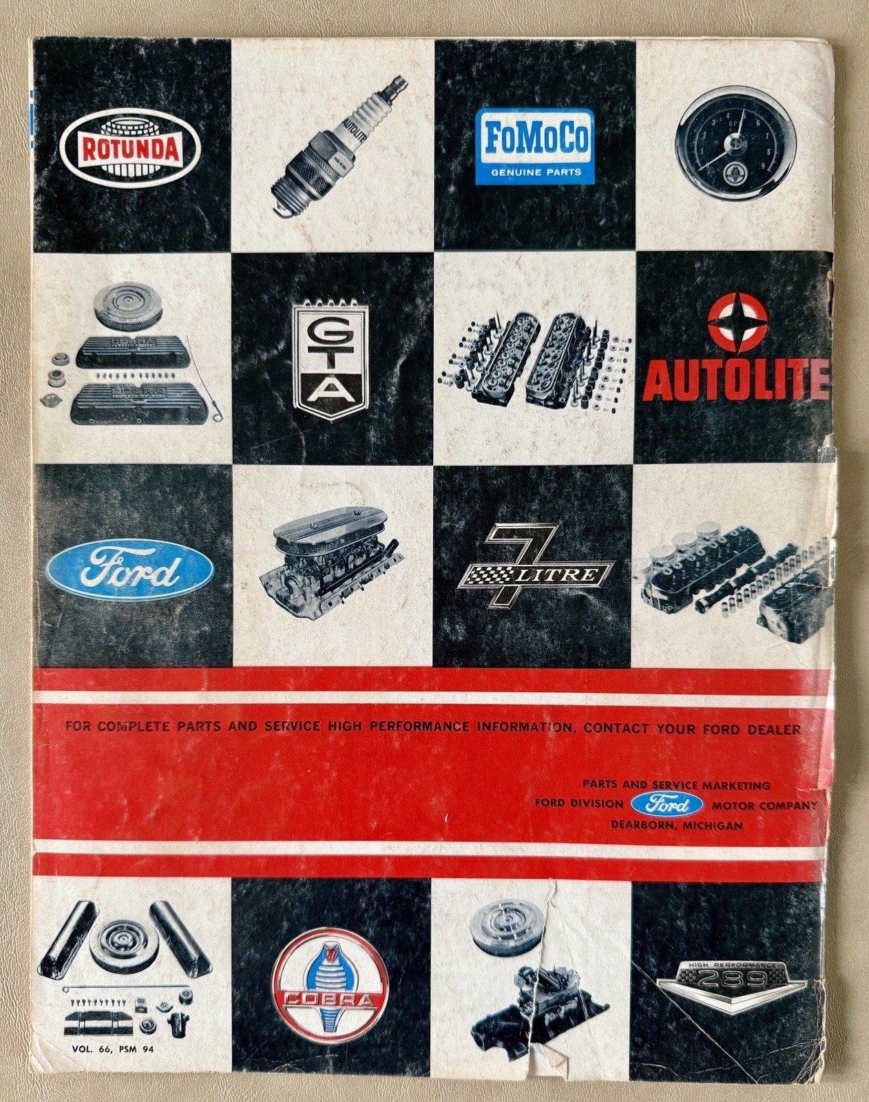 Ford High Performance Parts Catalog 1966 Brochure Cobra GT FoMoCo 427 Racing 289