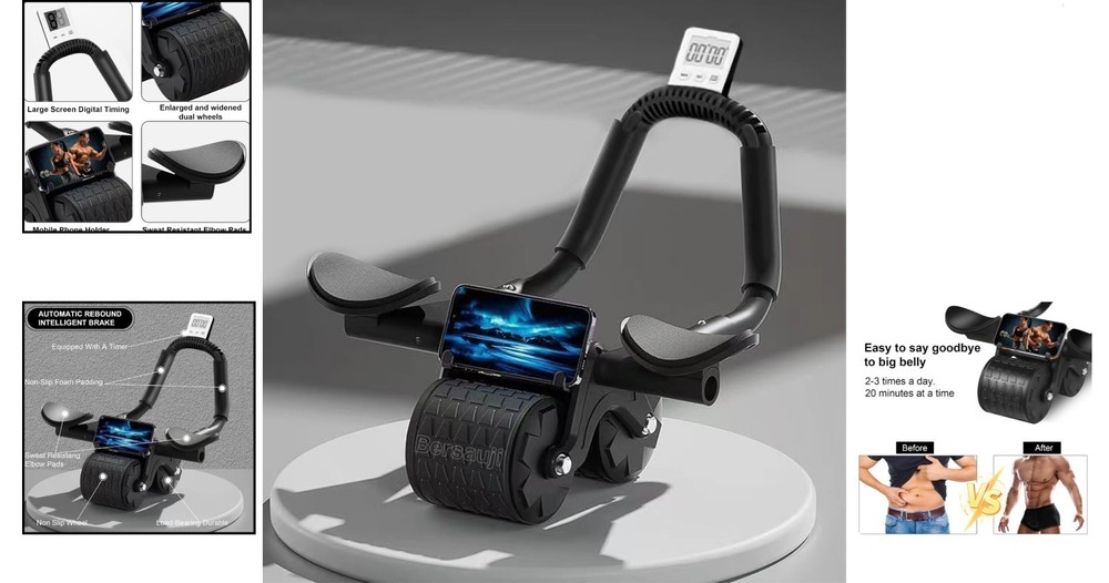 New 2026 Ab Roller with Elbow Support & Automatic Rebound - Build Core Strength