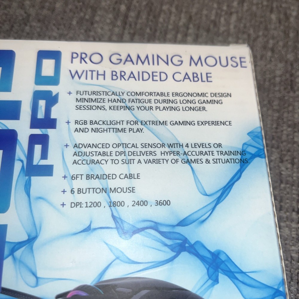 Lvl Up Pro Pro 6 Button Gaming Mouse With Braided Cable Ergonomic Lighted