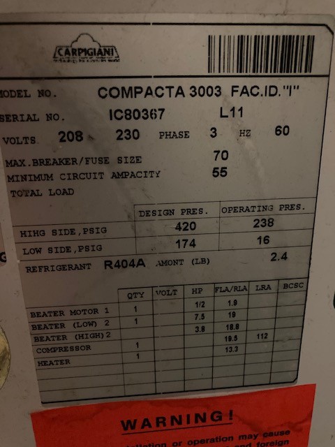 COLDELITE Compacta 3003 Batch Freezer Machine for Ice Cream Gelato