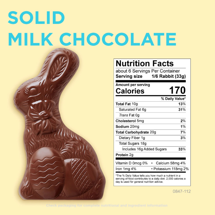 RUSSELL STOVER Easter Bunny Solid Milk Chocolate Candy Rabbit, 7 oz.