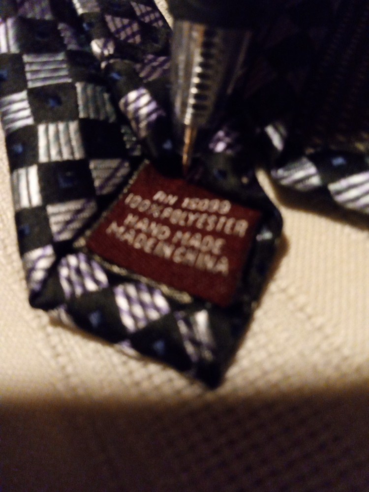 MENS NECK TIE SILK COVINGTON BLACK SILVER GRAY PATTERN