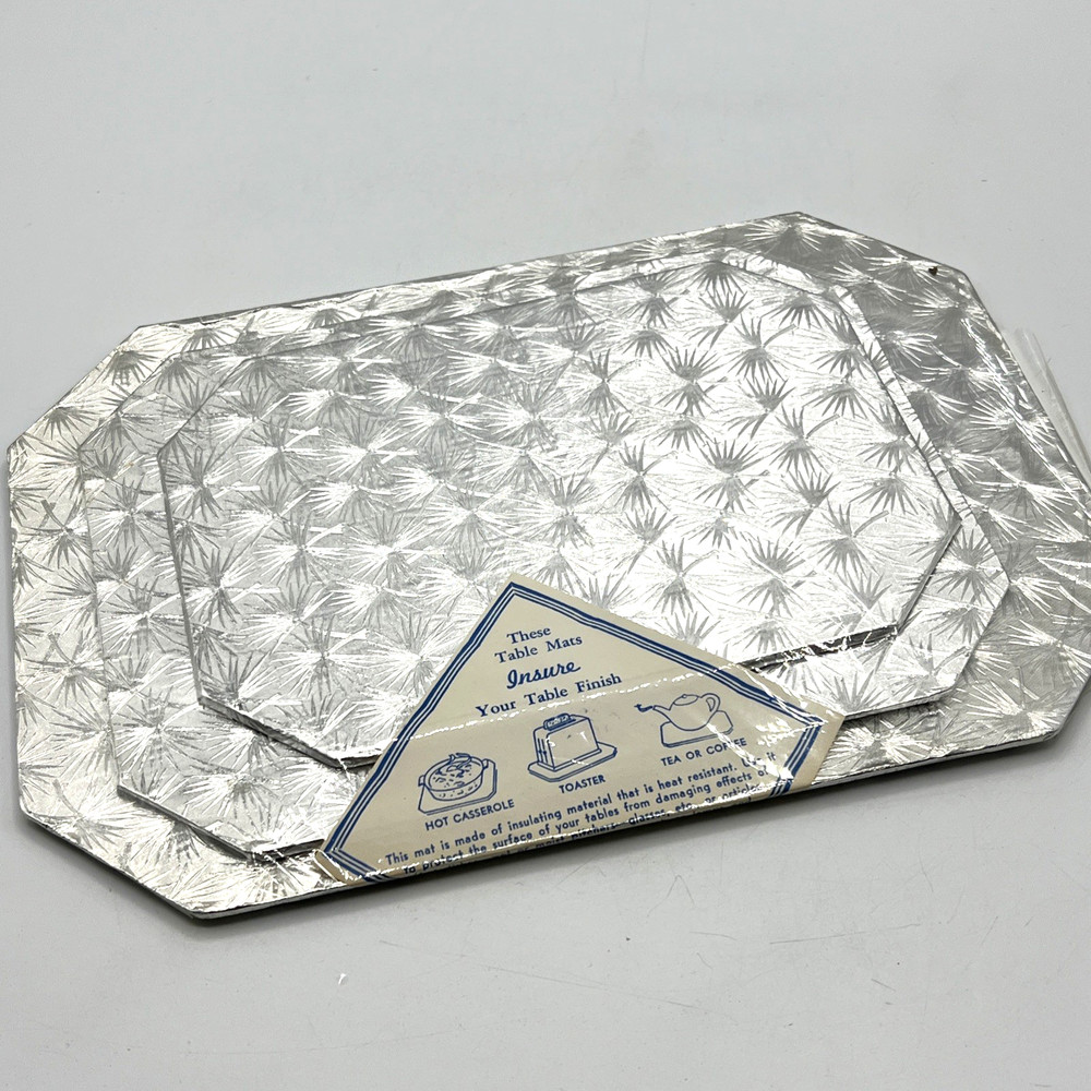 Vintage Silver Starburst Table Mats Trivets 3 Piece Set Coasters