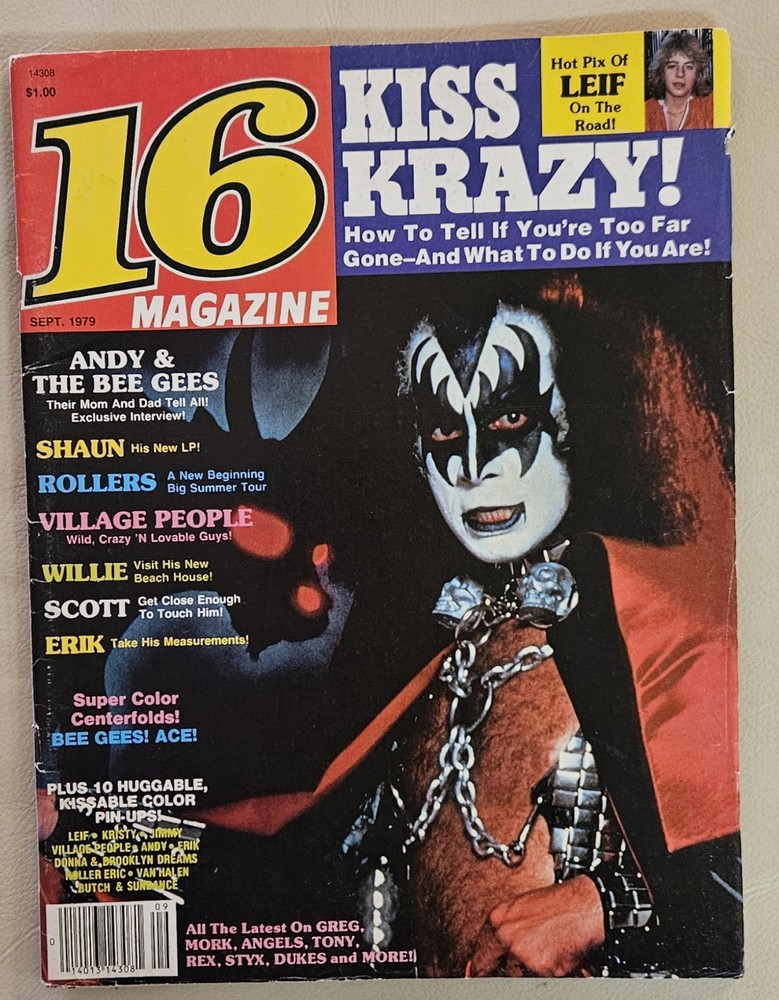 16 Magazine September 1979 KISS, ROLLERS, GIBB, CASSIDY, VAN HALEN