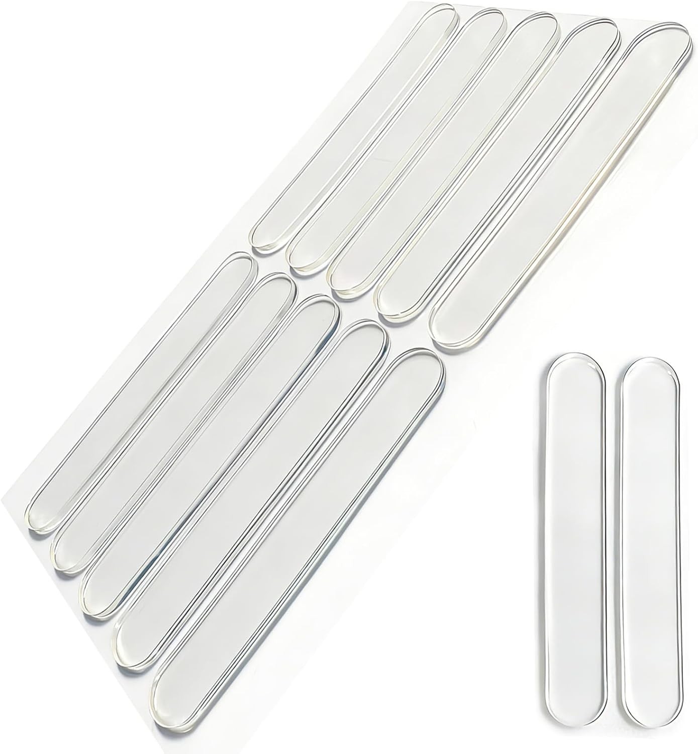 50 PCS Door Silencer Long Strip Self-Adhesive Clear Rubber Cabinet Bumpers Noise