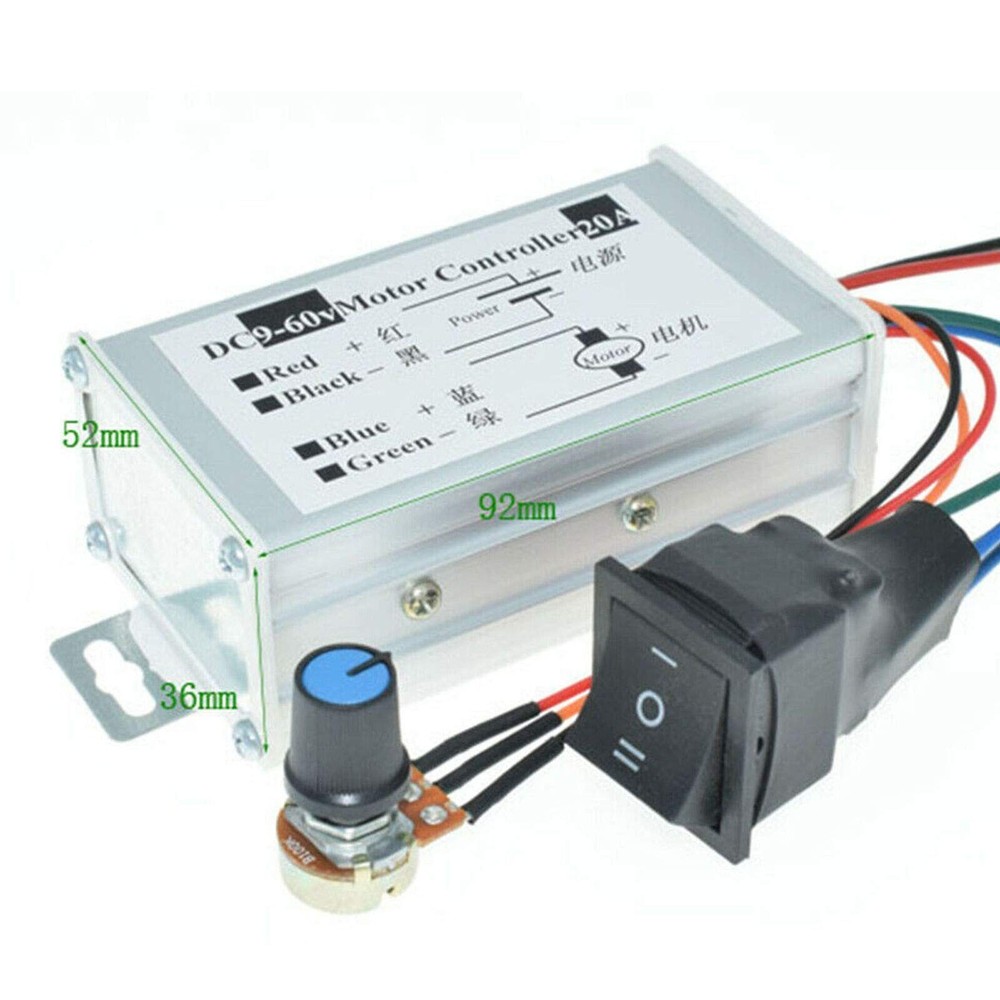 DC Motor Speed Controller DC 9-60V Pulse Width Modulation Regulator 20A 1200W...
