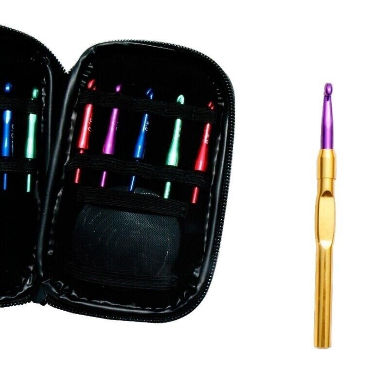 8PCS Interchangeable Head Aluminum Crochet Hook Kniting Needle DIY Craft Set