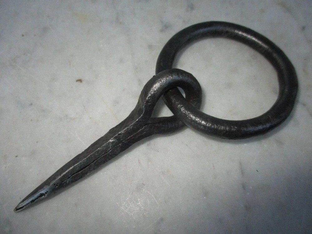Hook Antique Wrought Iron Tethering Ring on Pin Blacksmith Hardware