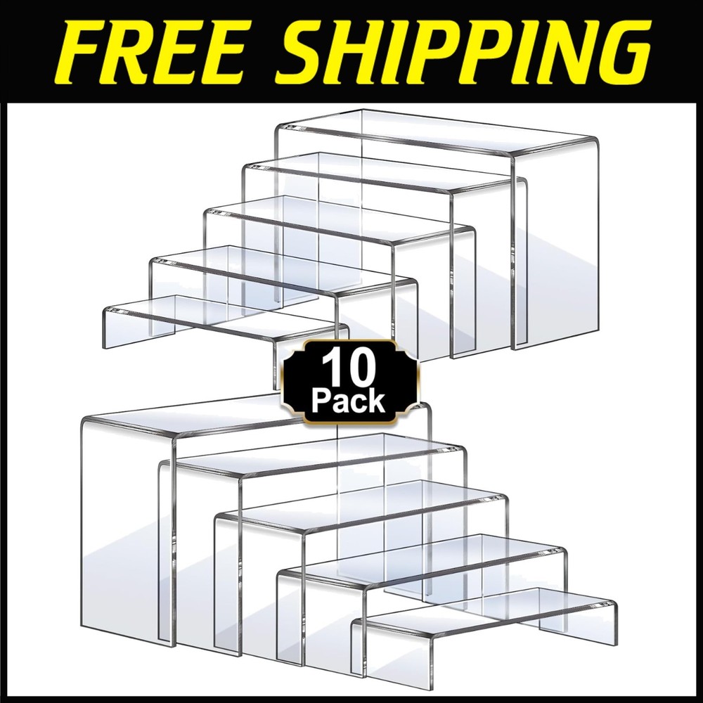 Clear Acrylic Display Risers, 10-Piece Set