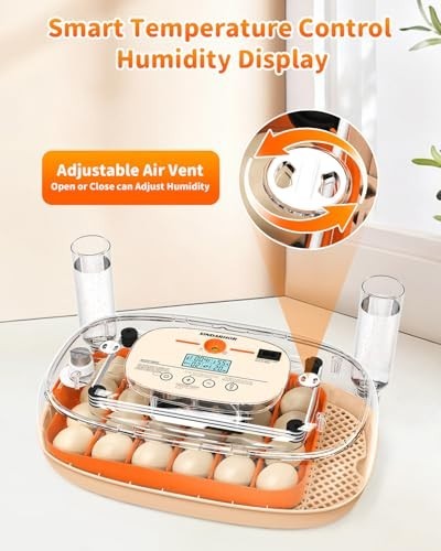 24 Egg Incubator Auto Turner Temp Control Humidity Display Hatcher