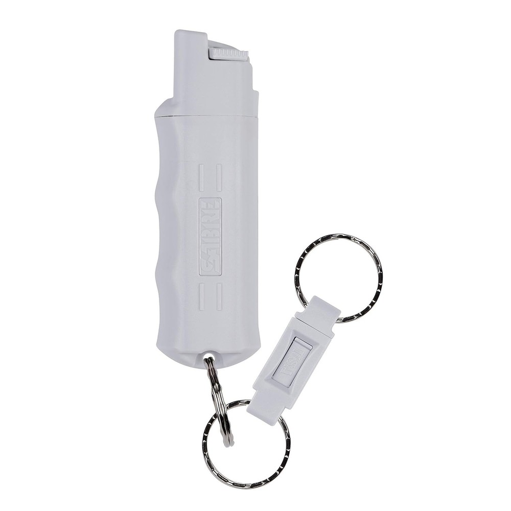 Sabre Pepper Spray with Quick Release Key Ring - Light Gray - UV Dye