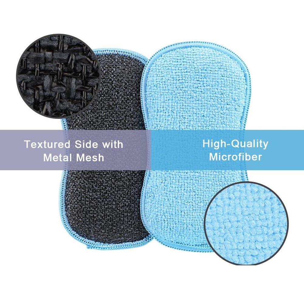 HOMEXCEL 12 Pack Multi-Purpose Scrub Sponges Kitchen, Dish Sponge, Blue