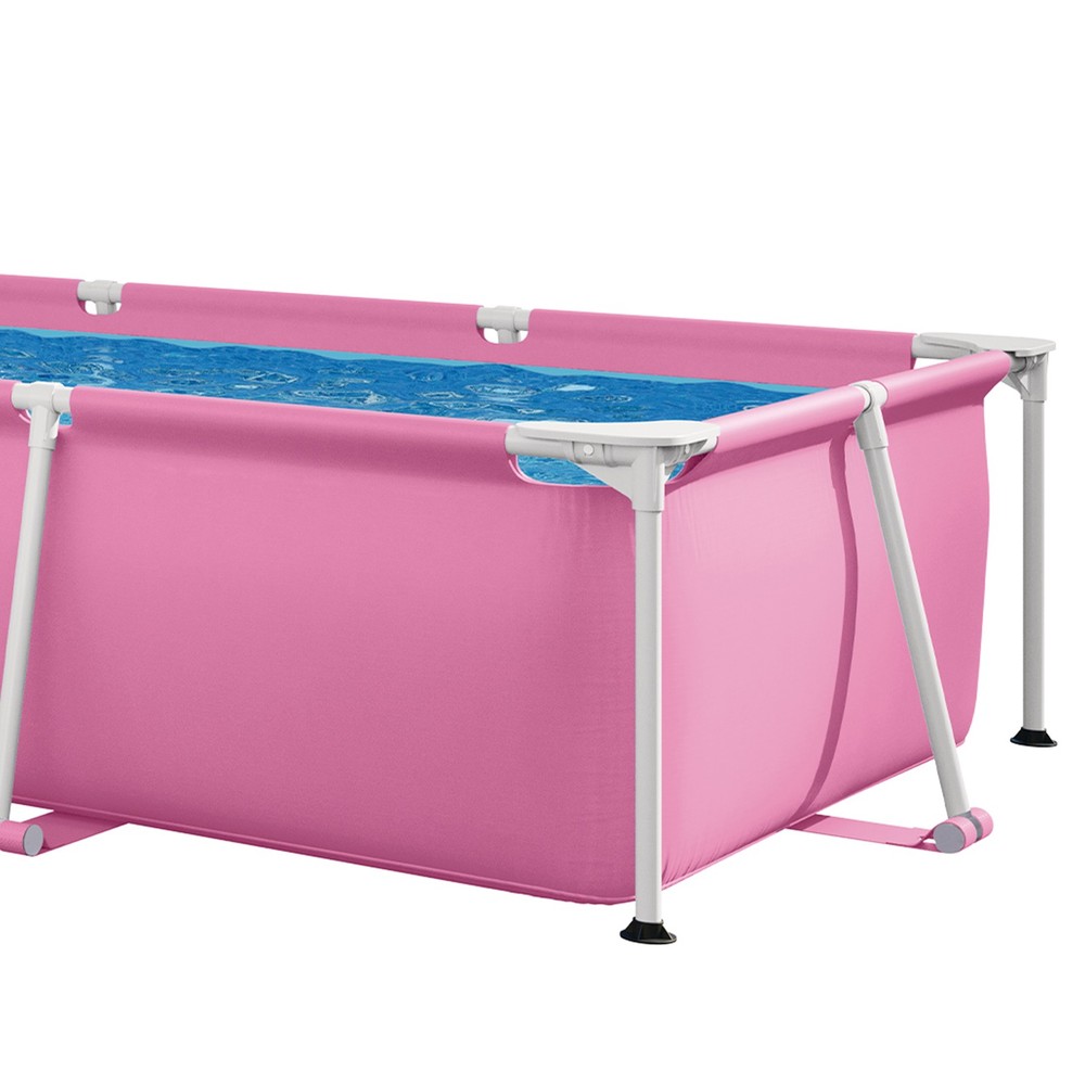 INTEX 8.5ft x 26in Rectangular Frame Above Ground Backyard Swimming Pool, Pink