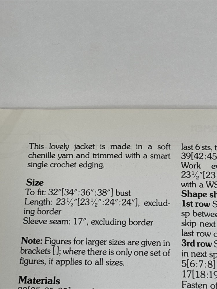 Basic Jacket Women's Crochet Pattern Card Marshall Cavendish