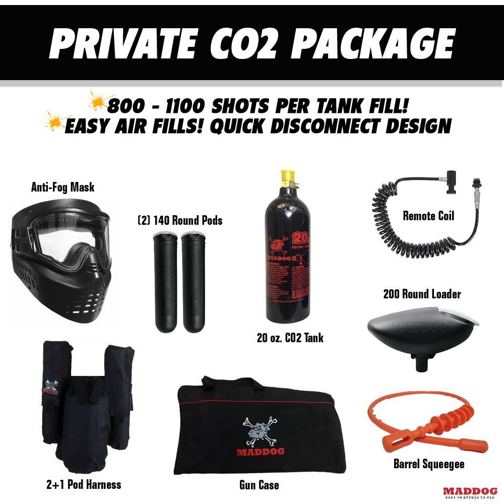 Maddog Private CO2 Paintball Gun Accessory Package