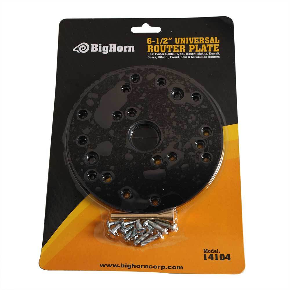 Universal Router Plate with Replacement Screws and Plastic Insert Rings