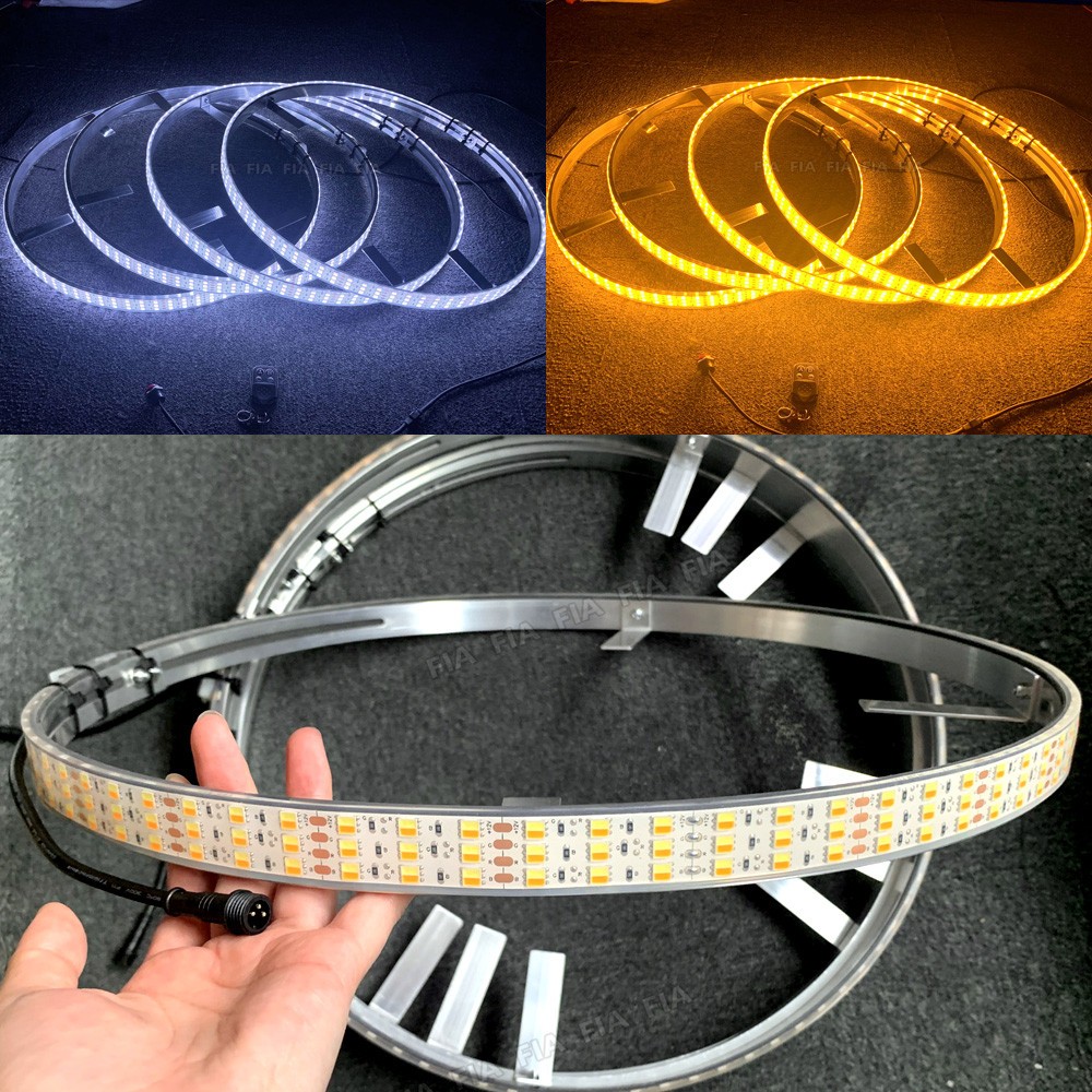 17.5'' Strobe White Yellow Triple Row LED Truck Wheel Ring Lights Button Control