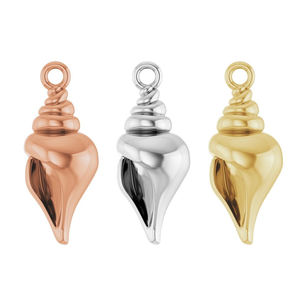 10K 14K 18K Solid Gold, Platinum & Sterling Silver Shell Dangle