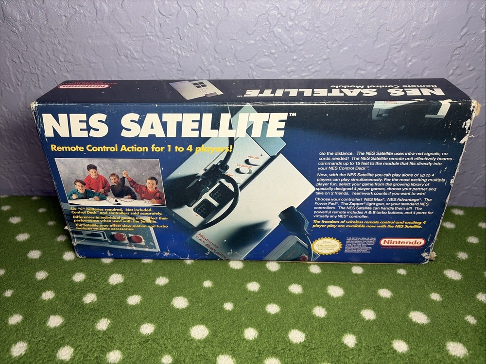 NES Satellite Remote Control Module Nintendo Complete CIB Box Styrofoam Untested