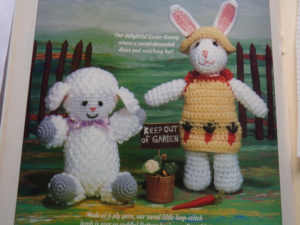 Spring Lamb & Bunny   (#343-26); vintage crochet  pattern