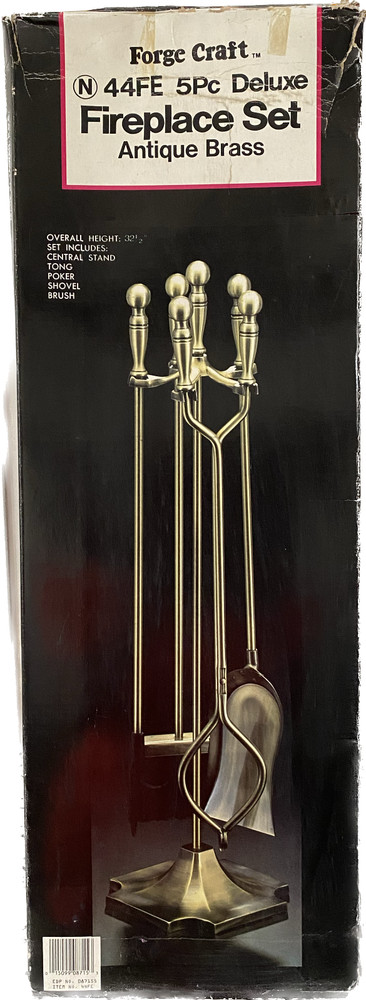 Forge Craft Antique Brass Fireplace Set, 5 Piece