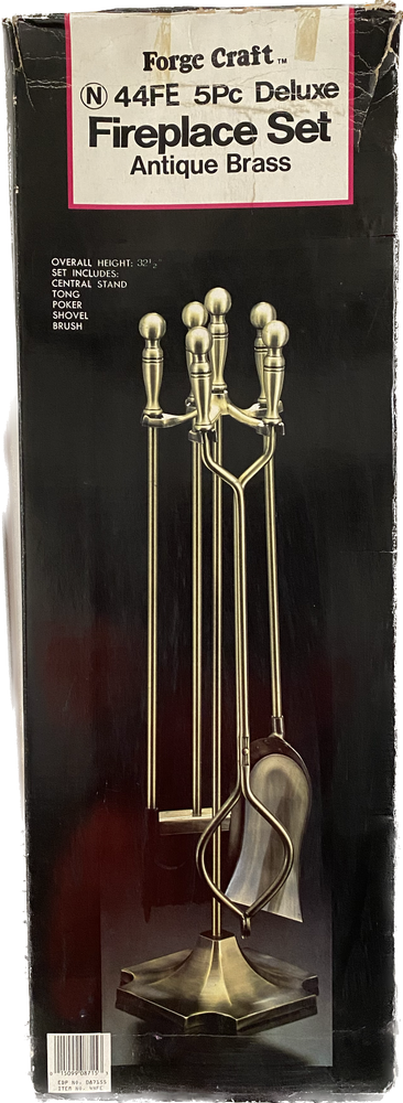 Forge Craft Antique Brass Fireplace Set, 5 Piece