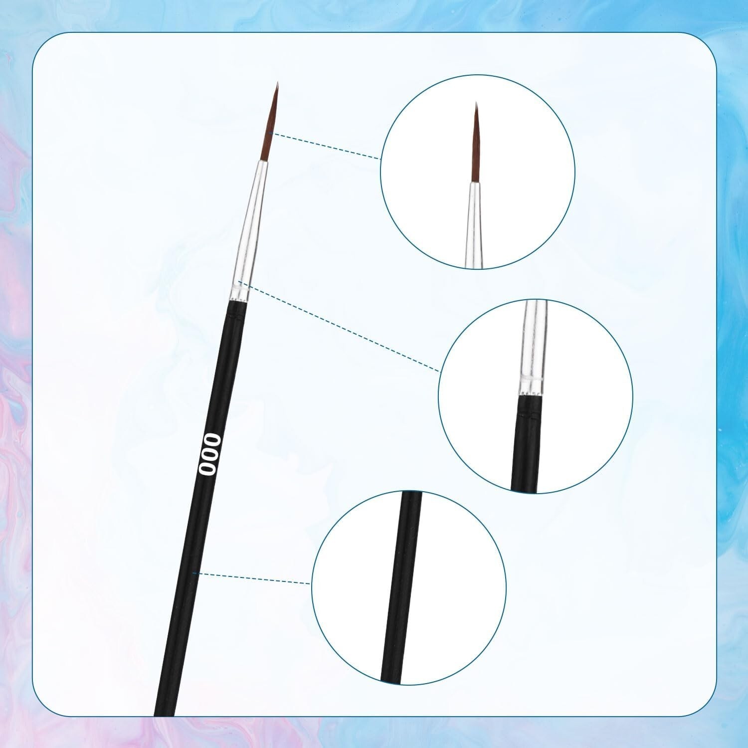 30Pcs Detail Paint Brushes, Fine Tip Paint Brush with 3 Sizes #0#00#000 Mini