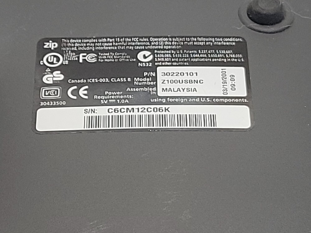 IOMEGA Zip 100 External Hard drive - untested - No returns