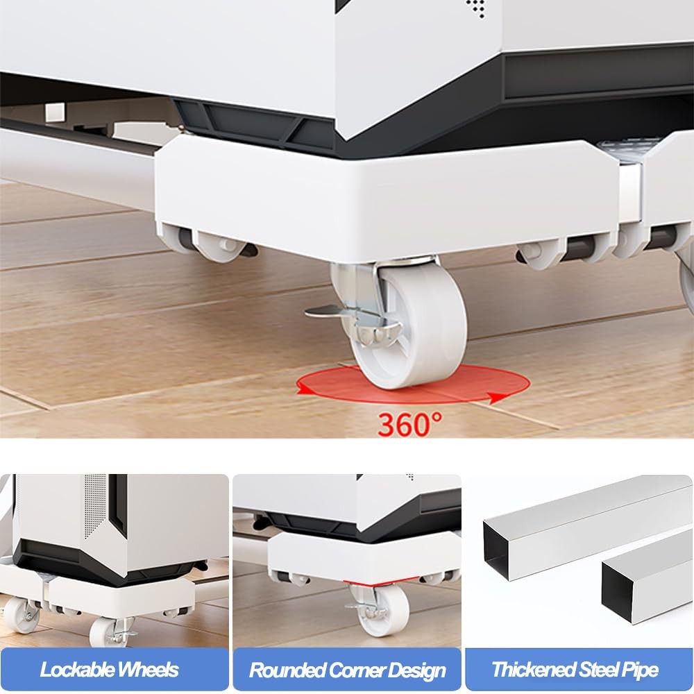 Niciksty Adjustable Mobile CPU Stand, Ventilated Computer Tower Stand Black